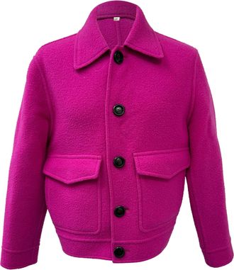 Ami Boxy Fit Double Face Coat in Pink Wool