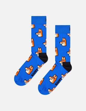 Happy Socks Womens Fox Socks, Blue - Blue/Blue - Size: 9.5/12.5/12/11.5/11/10.5/10/13/9/8/8.5