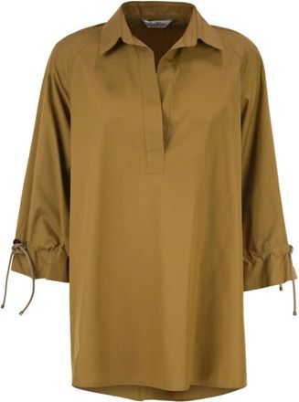 Max Mara Mxmadorni Oversized Blouse - Dames - Blouses - Bruin - 2XS - Katoen - Overhemden