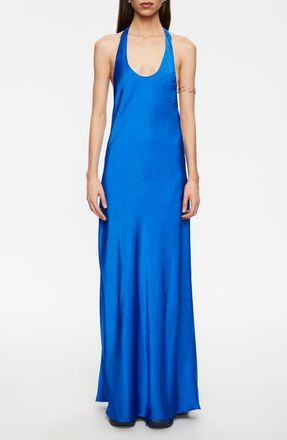 Lioness Bare Hammered Satin Maxi Dress in Royal Blue at Nordstrom, Size X-Large