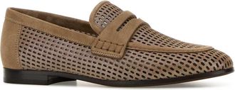 Brunello Cucinelli Womens Perforated Leather Loafer Beige