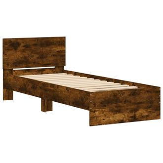 Berkfield Home Durable Bed Frame without Mattress with LED Lights Smoked Oak 90x in Brown | Size: Single