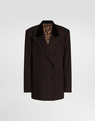 Dolce & Gabbana Double-breasted Jacket In Pinstripe Wool - Woman Blazers Multicolor 36