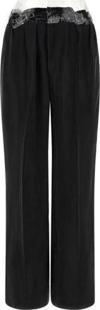 Maison Margiela Taped Fluid Cupro Pants - Dames - Wijde Broeken - Zwart - S - Leer - Broeken
