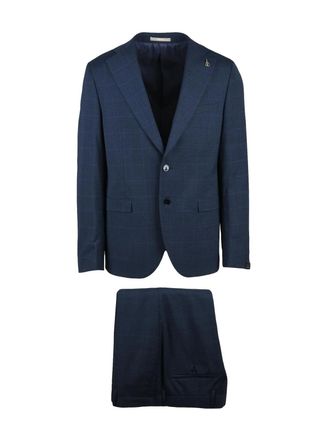 Paoloni Tailored Two-Piece Suit With Notch Lapels And Subtle Check Pattern