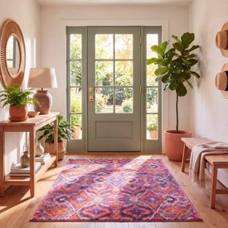 Safavieh Alfombra moderno chic de polipropileno rosa/multicolor, 91 x 152 cm