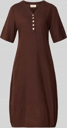 Freequent Knielanges Kleid aus Leinen-Viskose-Mix Modell Lava in Dunkelbraun, Gr&ouml;&szlig;e XXL