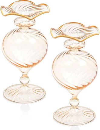 Zodax Treviso Optic Wave Set of 2 Vases in Peach/Light Yellow at Nordstrom Rack