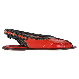 Marni Marni Slingback Peep Toe Ballerinas in Rood Leer