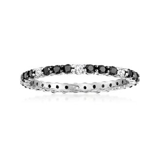 Ross-Simons Black and White Diamond Eternity Band in 14kt White Gold