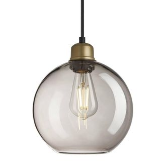 Industville Orlando Smoked Glass Globe Pendant - 9 Inch - Mocha in Metallic Gold | Size: Medium
