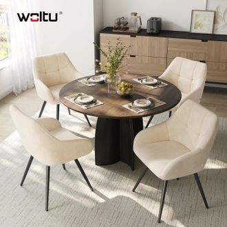 Woltu Woltu Sillas Giratorias (juego De 4), Sillas De Comedor Modernas De Terciopelo, Sillas Ergon&oacute;micas De Cocina Con Patas De Metal Para Sal&oacute;n, Beige