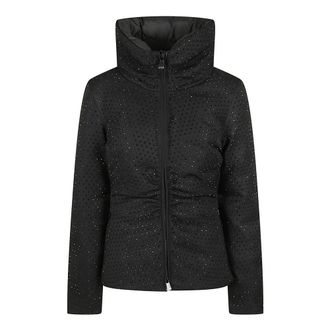 Pinko Winter Jackets, female, Black, Size: XS Puffer Jacket with Rhinestones