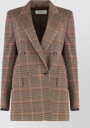 Max Mara wool cotton prince of wales checked double-breasted blazer
