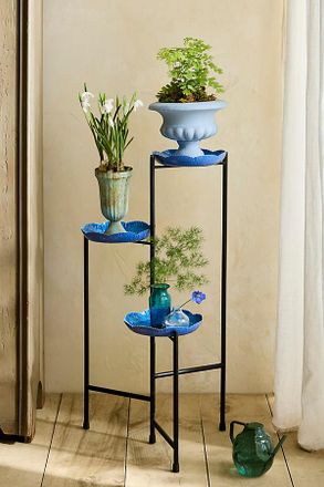 Terrain Ruffle Three-Tier Folding Iron Plant Stand