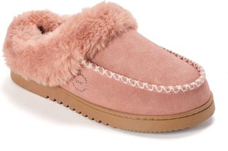 Dearfoams Womens Blaine Genuine Suede Clog Slippers