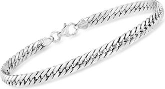 Ross-Simons Italian 14kt White Gold Cuban-Link Bracelet
