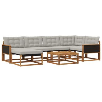 vidaXL Conjunto De Sof&aacute;s De Exterior 7 Pcs Natural Y Gris Claro Vidaxl