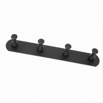 Trade Shop Trade Shop - Appendiabiti Con 4 Ganci Nero Per Accappatoio Bagno Cucina Casa Da Parete 59753