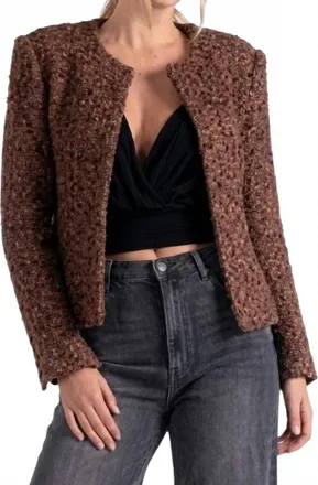 Elan Structured Long Sleeve Jacket In Brown Melange
