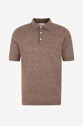 Brunello Cucinelli Strick-Polohemd aus Baumwolle und Leinen mit Kontrast-Detail