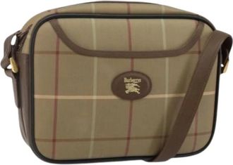 Burberry Pre-owned Canvas Schoudertas - Dames - Vintage Schoudertas - Beige - ONE Size - Leer - Vintage