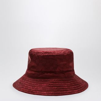 Gucci Cappello reversibile bordeaux in nylon GG