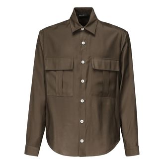 Giuliano Galiano Bruin overhemd met Italiaanse kraag - Heren - Casual Overhemden - Bruin - S - Overhemden