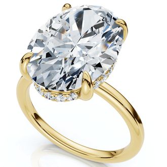 Pompeii3 Certified 5.08CT Oval Diamond Hidden Halo Engagement Ring 14k Gold Lab Grown