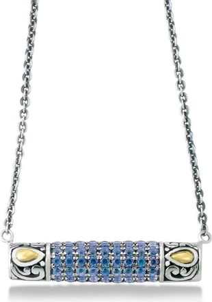 Samuel B. Sterling Silver & 18K Gold Pavé Blue Sapphire Pendant Necklace at Nordstrom Rack