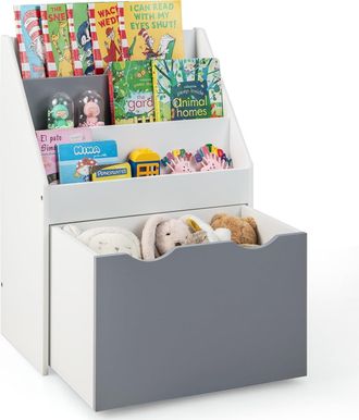 Costway Costway - Librer&iacute;a Infantil Para Libros, Organizador De Juguetes Con 3 Estantes Y Caja Con Ruedas, Estanter&iacute;a Multifuncional Para Ni&ntilde;os Y Ni&ntilde;as Para H