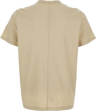 Rick Owens Mens T-Shirt Crew Neck Beige Cotton T-Shirts And Polos