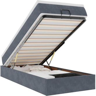 vidaXL Estructura Cama Otomana Colch&oacute;n Terciopelo Gris Oscuro Vidaxl