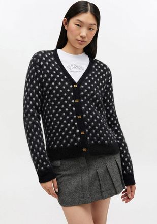Ganni Black Polka Brushed Cardigan