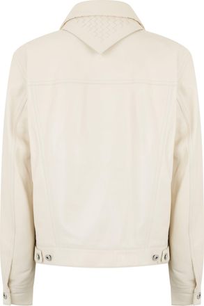 Bottega Veneta Womens Leather Jacket Cream Lambskin