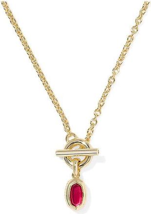 Kendra Scott Minii Elisa Toggle Short Pendant Womens Necklace Womens Necklace Gold Carmine Red Illusion, Brass