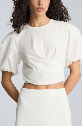 Kenneth Cole Puff Sleeve Faux Wrap T-Shirt in Pure White at Nordstrom, Size X-Small
