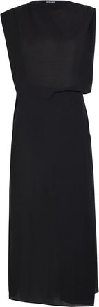 Jacquemus La Robe Drap Draped Cotton-blend Midi Dress - Black - 34 (UK6 / XS)