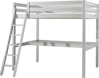 M&S Collection M&s - Cama Alta 140x200 Con Somier Y Escritorio Vipack Pino - Blanco