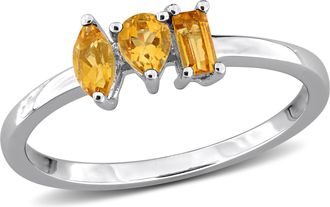 Mimi & Max Multi-Gem Three Stone Ring Sterling Silver