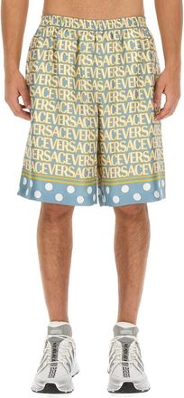 Versace Mens Baroque Shorts 660 - Light Blue Silk - Size EU 48 (Mens)