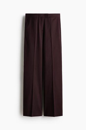 H&M Linen-blend Tailored Trousers in Dark Brown at Nordstrom, Size 16