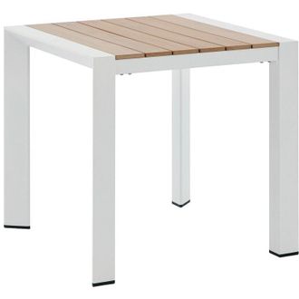 Vente-Unique Tavolo da giardino quadrato in alluminio L.80 cm Naturale chiaro e bianco - NYROS di MYLIA