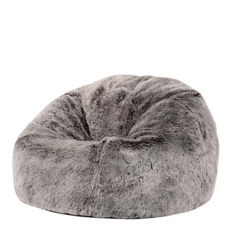 Icon Brand Puf infantil pelo sint&eacute;tico gris lobo
