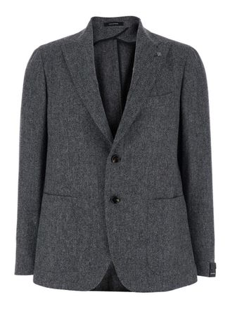 Tagliatore Grey Single-Breasted Jacket With Notched Revers In Wool Man