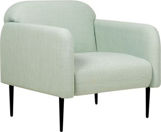 Beliani Sill&oacute;n Asiento Silla Retro Art Deco Tela Lino Patas Metal Sala De Estar Verde Claro Y Negro Stouby