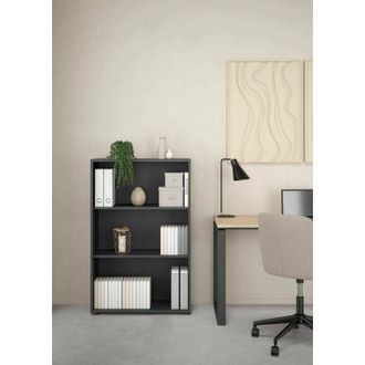 Dmora Estante Para Libros Camille, Estante De Oficina, Porta Libros M&oacute;vil, Biblioteca, 80x34 H124 Cm, Gris - Dmora