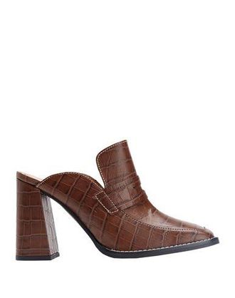 8 by YOOX CROC PRINTED LEATHER HEEL MULE