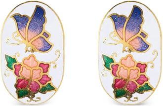 Susan Caplan Vintage 1980s floral-motif cloisonné earrings - women - Gold Plated/Enamel - One Size