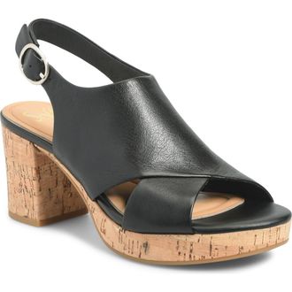 S&ouml;fft Liv Slingback Platform Sandal in Black at Nordstrom, Size 7.5